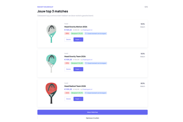 Match met padelrackets