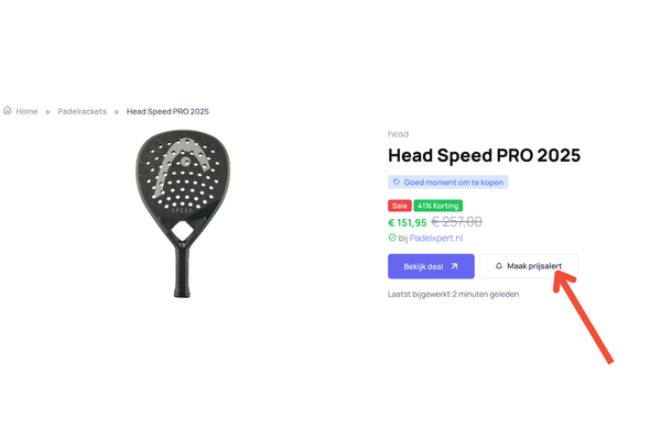 Prijsalert voor padelrackets bij PadelEffect!