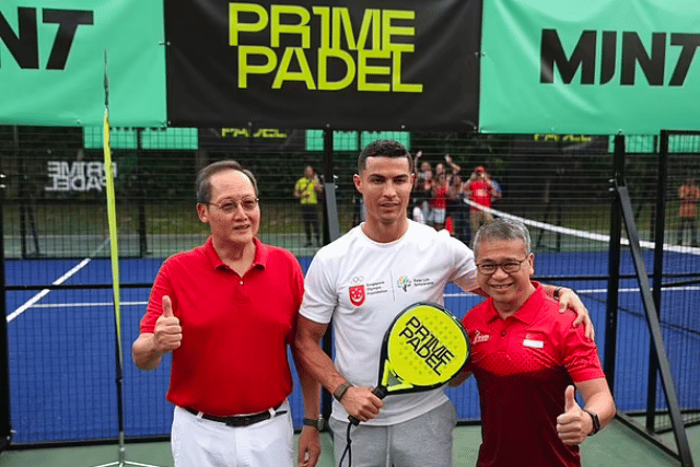 Cristiano Ronaldo bij promotie Prime Padel